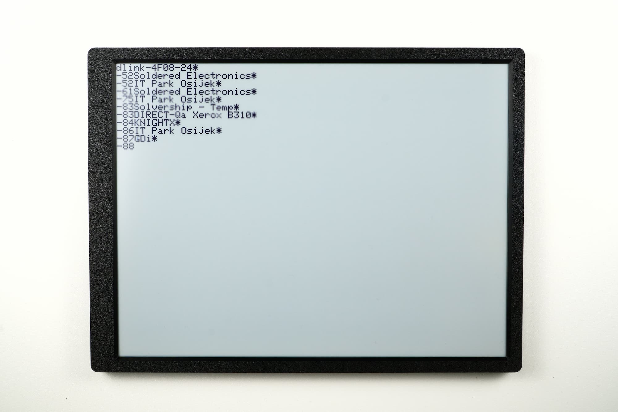 Example output displayed on e-paper display
