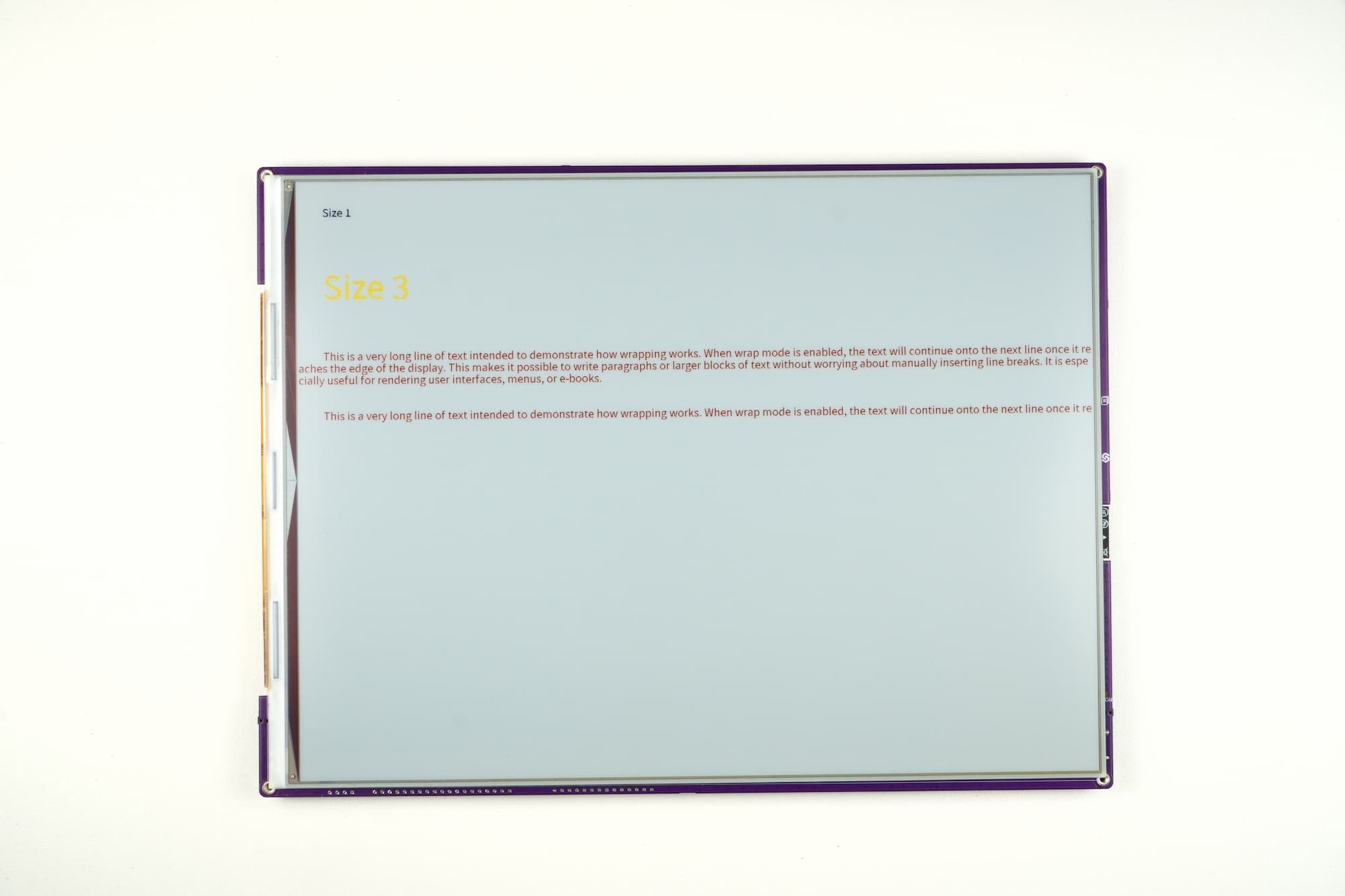 Example output displayed on e-paper display