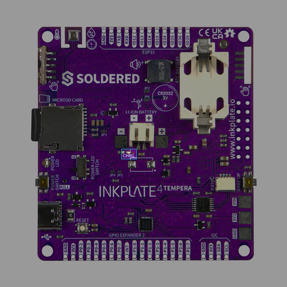 Inkplate 4TEMPERA Onboard charging indicator LED