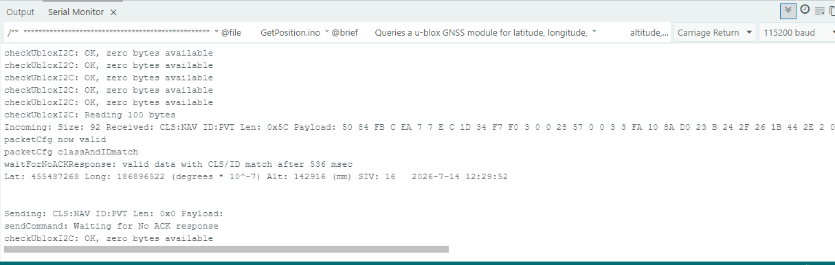 Serial monitor debug output