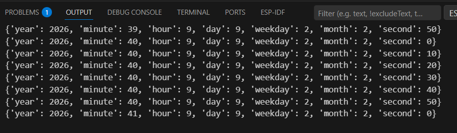 Example output printed in console