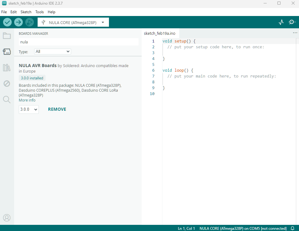 Adding NULA boards to Arduino IDE